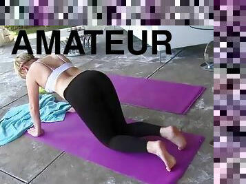 Horny blonde teens fucked by her yoga instructor