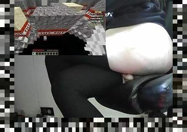 Femboy with tail plug in plays Minecraft TNT Run