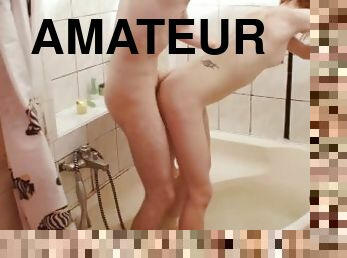 Petite redhead girlfriend gets fucked in the bathtub