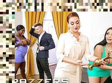 BRAZZERS - Bombshells Sofia Lee & Ebony Mystique Fuck Charlie's Brains Out Until His Wife Returns