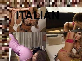 en-plein-air, amateur, lesbienne, double, gode, italien