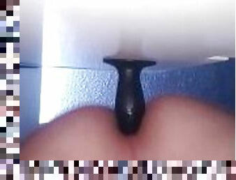 Twink riding Black dildo