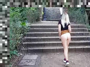 Showing Panties In Park Walking Public