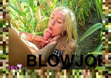 Blowjob in the cornfield then the whole load in the face - watch out, spectators! - Part 2 - the Einhorny-WG