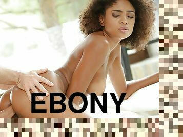 Drilling curly ebony's juicy bootie