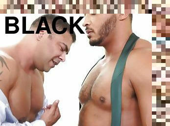 Fascinating IR hunk rides a black cock after licking black ass