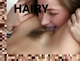 Horny hairy lesbies amazing xxx video