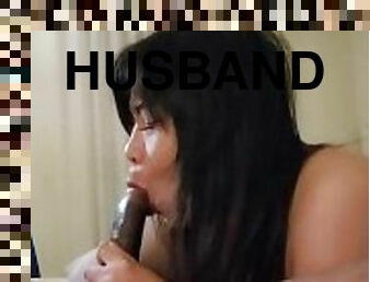 Sexy filipina sucks BBC while husband watches.