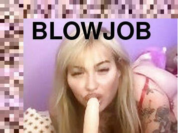 ekstrem, amatør, blowjob, stor-pikk, milf, leke, deepthroat, blond, undertøy, dildo