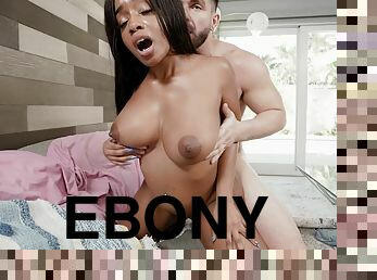 Ebony with voluptuous forms granted merciless cock in surreal positions