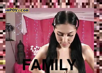 BAD FAMILY POV - Latina stepteen seduced into taboo sex and giving bj