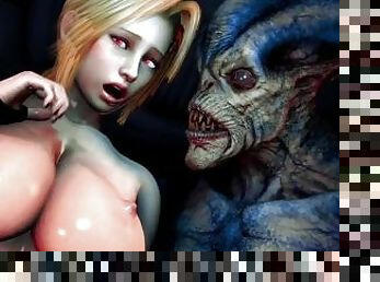 Lustful bitch freed evil monsters to fuck her - 3d Animated hard monster sex