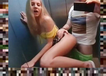 Fucking my horny neighbor in the elevator