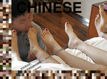 asiático, pés, puta-slut, fetiche, chinesa, amante, trabalho-de-pé, domínio-feminino