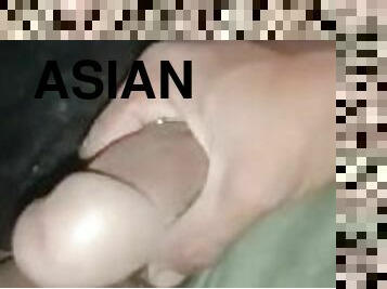 asian, tumbukan, pelancapan, amateur, peju, merangsang-dengan-tangan, menusuk, solo