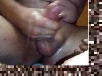 Greasy guy stroking dirty dick