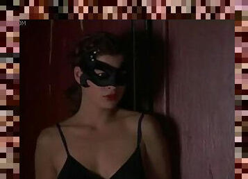 Nude scenes with a beautiful actress with a mask