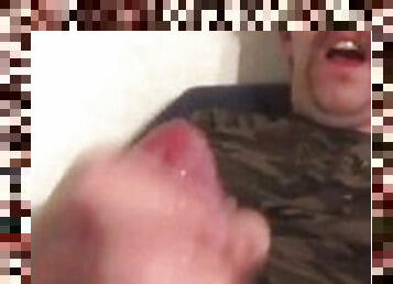 Guy moaning jacking off huge cumshot pov