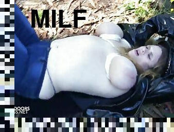 Tied Up In The Woods And The Train Line With Huge Breasts