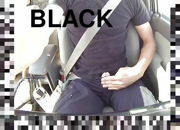 Peeing in black shorts while driving and walking