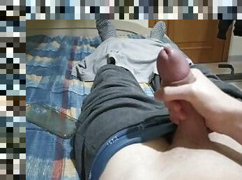 Handjob on bed