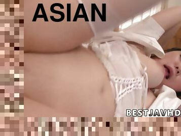 asiatisk, sykepleier, blowjob, japansk, gruppesex, trekant, strømper-stockings, erfaren
