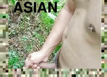 asia, ayah, mastubasi, di-tempat-terbuka, cumshot-keluarnya-sperma, teransang, ayah-daddy