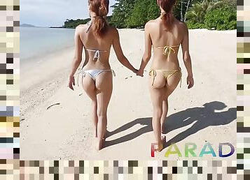 Real twins fucked on the beach and enjoy every second of it