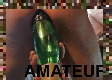 garrafa, grande, amador, anal, brinquedo, sozinho