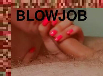 Slow motion and long blowjob with blush