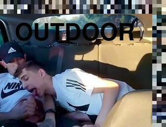 Gay sucking in car outdoor
