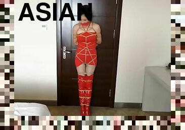 asiatique, bdsm, fétiche, bondage, brunette, bottes, talons-hauts