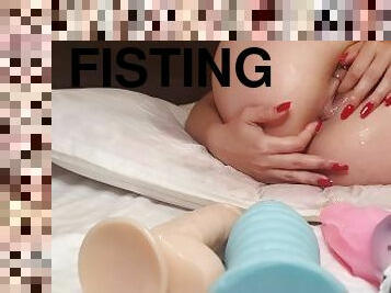 ekstrem, fisting, onani, orgasme, pussy, squirt, amatør, cumshot, piercet, alene