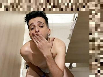 sucking the coach's cock in the locker room bathrooms