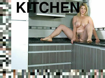 Priscila strips in the kitchen - WeAreHairy