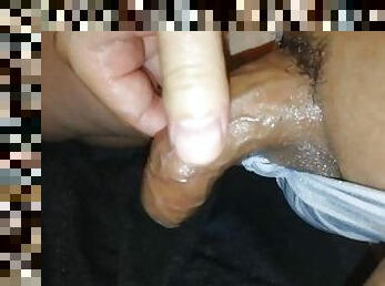 Uncircumcised oneminute man jerkoff with my oiled cock shooting sperm into a 15 ml vial, 3ml 1st cum