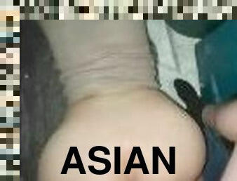 asiatisk, doggy, pussy, amatør, stor-pikk, cum, stram, våt, pikk