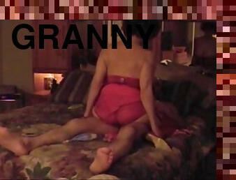 Hot granny in lingerie sucks and rides cock