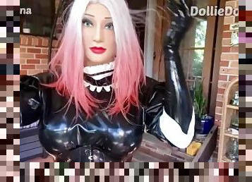 Living Latex Maid Doll in Tight Corset