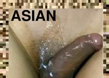 asiatisk, fisse-pussy, amatør, anal, udløsning, massage, creampie, sperm, våd