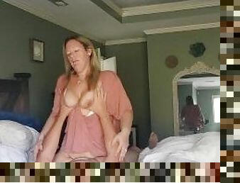 Bbw riding married neighbor before work