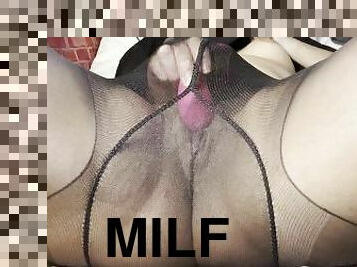 masturbation, collants, chatte-pussy, amateur, milf, jouet, latina, black, parfait, solo