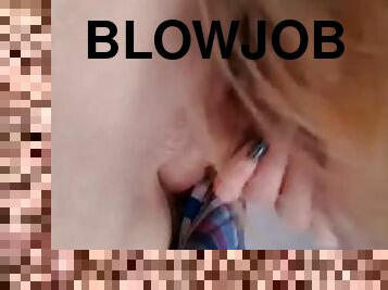 blowjob and gentle penis masturbation