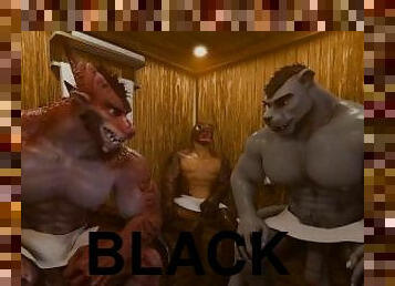 amatori, gay, negru, sauna, 3d, muschiulos