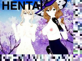 orgía, lesbiana, cuarteto, anime, hentai