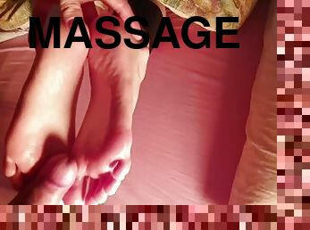 amatør, cumshot, tenåring, massasje, føtter, cum, knulling-fucking, søt, fetisj, footjob