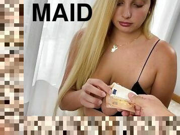 Latina maid with big natural boobs fucks her new boss