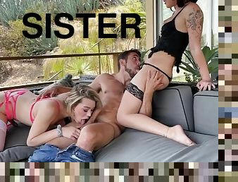 Step Sisters Invite The New Neighbor Boy Over