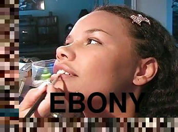 Beauty ebony Kimberley is getting a makeup