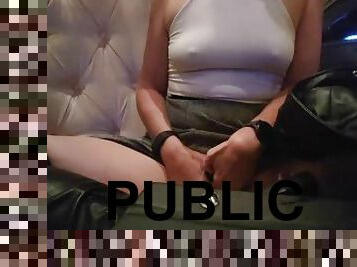 Playing With My Tits and Pussy in Public Like an Slut Wife - I Flashed the Whole Bar